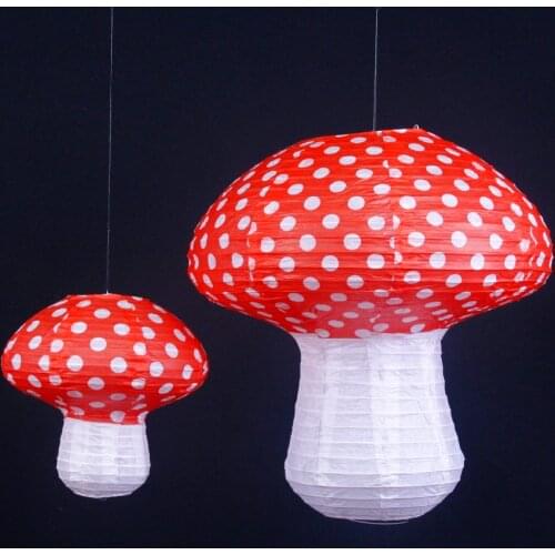 Mushroom Shaped Paper Lanterns Hanging 3D Mushroom Ornament Backdrop for Fairy Baby Shower Nursery Garden Wedding Decoration