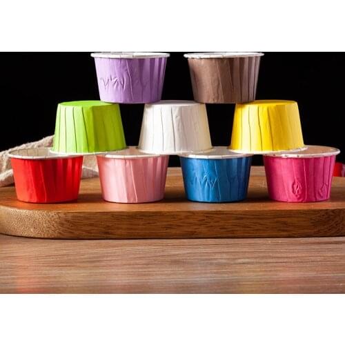 100pcs Color crimped coated paper cup high temperature resistant baking cup wedding party birthday DIY bread cakecup paper tray