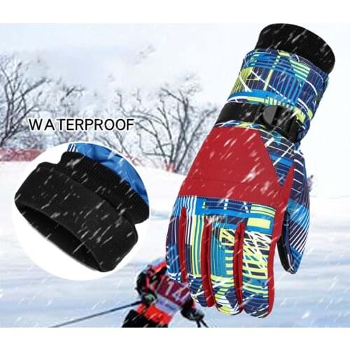 Kids Children Winter Warm Mountain Snowboard Ski Gloves Windproof Waterproof Outdoor Sports Full Finger Mittens