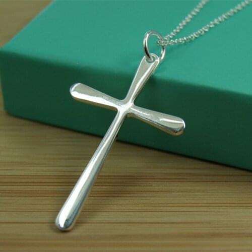 925 Silver Long Cross Pendant Necklace For Mens and Womens Necklaces Fashion Jewelry Gifts
