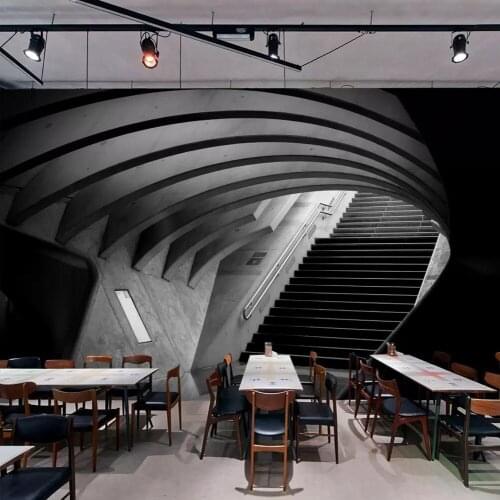 Drop Shipping Custom Wallpaper Mural 3D Modern Minimalist Time Tunnel Channel Bar KTV Restaurant Background Wall Deco Painting