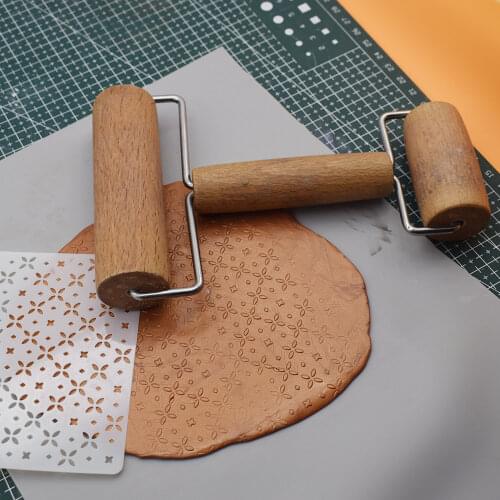 Double-headed Wooden Rolling Stick Holding Solid Wood Polymer Clay Pottery Ceramic Tools Roller