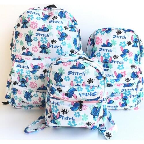 Disney White Stitch Anime Figures Cartoon Product Cosplay Accessories Oxford Casual Backpack Rucksacks Gifts Unisex
