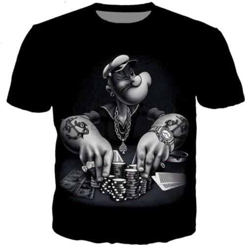 2021 New classical popeye series t shirt men women 3D printed novelty fashion tshirt hip hop streetwear casual summer tops