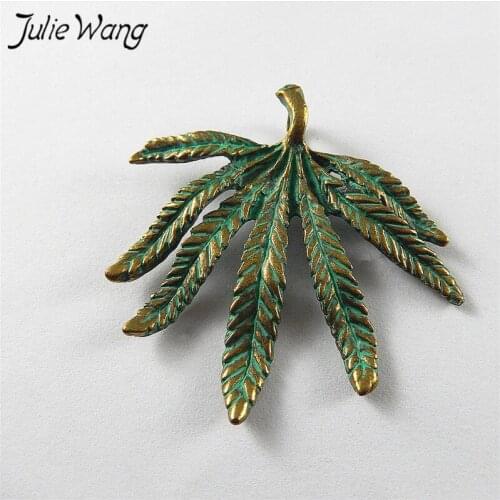 Julie Wang 10PCS Alloy Antique Bronze Iron Tree Leaves Charms Pendant Bracelet Necklace Jewelry Making Vintage Metal Accessory