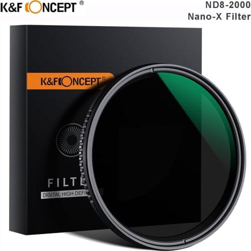 K&F Concept Nano-X ND8-ND2000 Variable ND Filter 37mm 49mm 52mm 67mm 72mm 77mm 82mm Neutral Density Filter For Canon Sony Nikon
