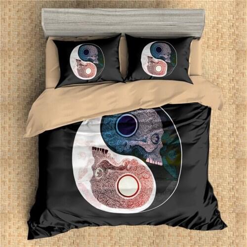 3D Skull duvet cover set king size flower skull bedding set queen size adult bed linings 3pcs duvet set