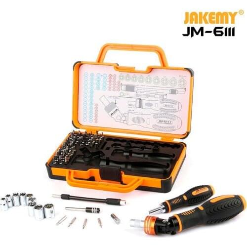 JAKEMY JM-6111 69 in 1 DIY Hand Tool Set 180 Degrees Ratchet Screwdriver with Chrome Vanadium Bits Home Tools