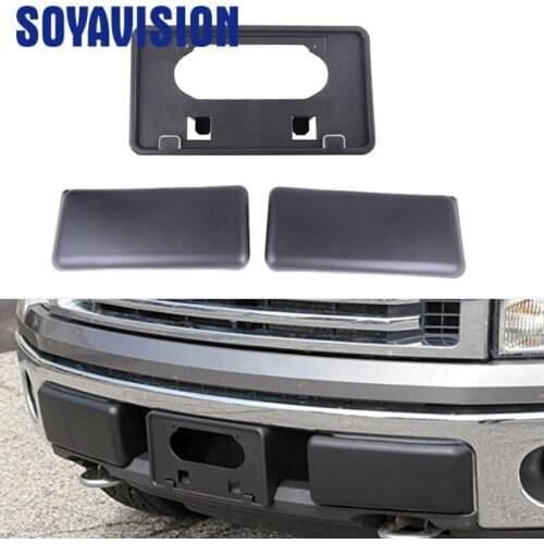 Black Front Bumper Pad Guards Inserts Pads Cars License Plate Bracket For Ford F150 09-14 License Plate Holder Mounting Bracket