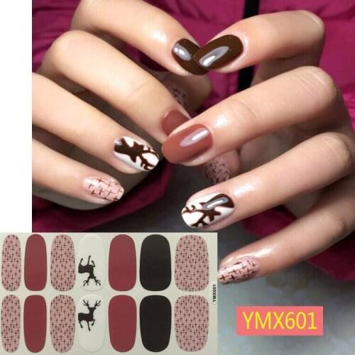 14Tips/Sheet Christmas Halloween Series Designs Nail Art Stickers Multicolor 3D Adhesive Waterproof DIY Manicure Decorations
