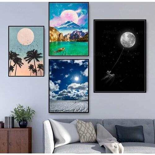Wall Art HD Prints Beautiful View Home Decor Poster Moon Night Pictures Canvas Cool Paintings For Living Room No Frame Artwork