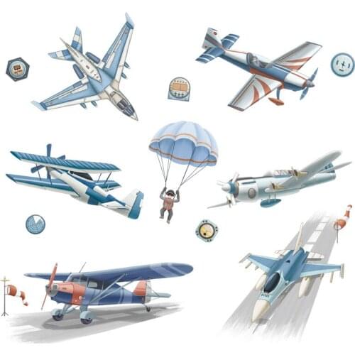 Watercolor airplane hot air balloon Wall Sticker kids baby rooms home decoration PVC Mural Decals nursery stickers wallpaper