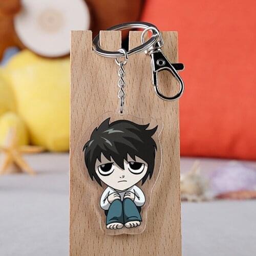 New Death Note Keychain Ryuk L Yagami Light Double Sided Acrylic Pendant Key Ring Anime Figure Jewelry Collection Gifts For Kids