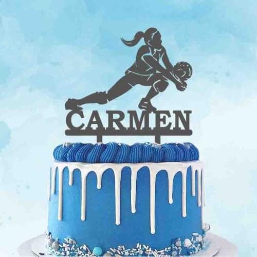 Personalized Volleyball Cake Topper Custom Name Girl Playing Volleyball For Volleyball Theme Party Cake Decoration Topper