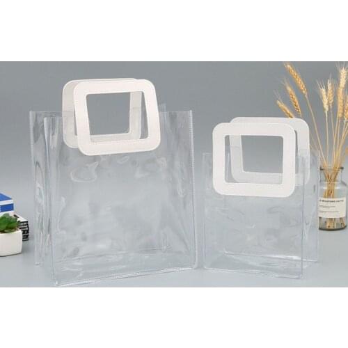 Transparent Pvc Tote Packaging Gift Bag with Hand Loop Clear Plastic Handbag Wrapping Cosmetic Storage Bags Wedding Party Decor