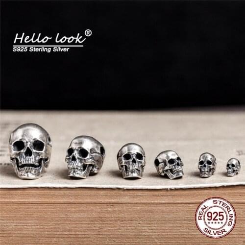 HelloLook 925 Sterling Silver Pendant for Necklace Exquisite Handmade Skull Pendant Gothic 100% S925 Silver Necklace Pendant