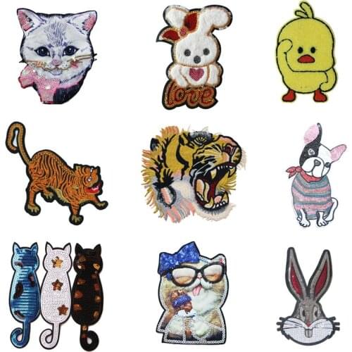 Various Cartoon Animal Patches For Clothes Ironing Sewing Cute Dog Pussy Rabbit Embroidery Badges DIY Decorative Handbags Hats