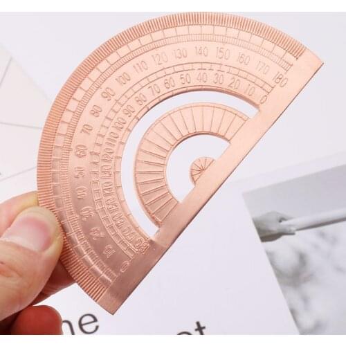 Retro Copper Protractor Ruler Semicircle Drawing Measurement Math Geometry Tool For Students Stationery