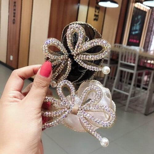 Knotted Chiffon Scrunchies For Women Elastic Gauze Hair Bands Rhinestone Bow Hair Scarf Hair Rope Ties Fashion Hair Accessories