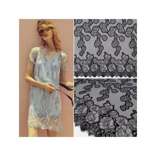 3M/ long French Hook flower High Quality Mesh Eyelash Lace Fabric Wedding Dress veil Clothing Accessories