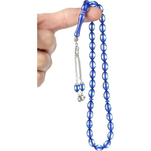 Blue Vernier Powder Amber Prayer Beads 160002