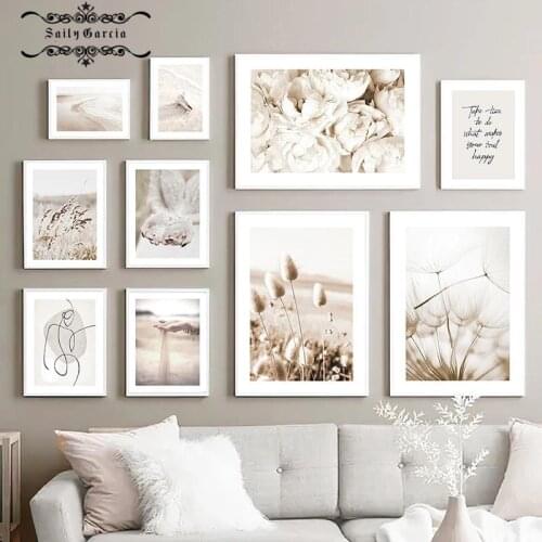 Nordic Flower Canvas Painting Abstract Line Figure Grass Picture Wall Art Poster and Print for Living Room Home Decor Design