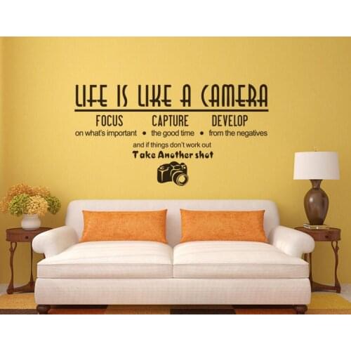 Modern Life Is Like A Camera Home Decal Fridge Vinyl Wall Sticker Quotes Brick Decoration Stickers Living Room Kids Room Poster