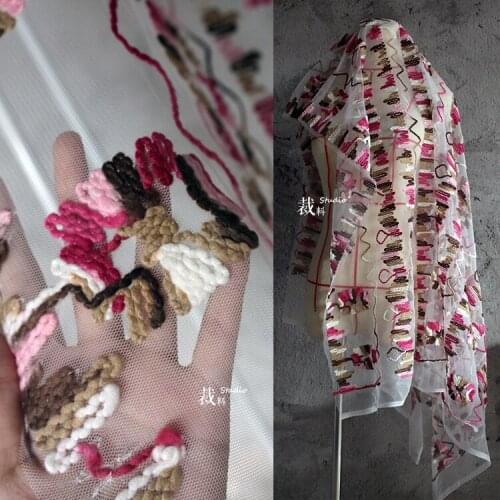 Weaving perspective wool embroidery designer mesh cloth lace fabric Wedding Dress Tulle Material fabrics for patchwork