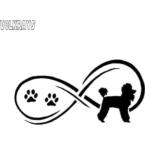 Volkrays Lovely Car Sticker Poodle Dog Animal Paw Print Accessories Reflective Waterproof Vinyl Decal Black/Silver,7cm*16cm