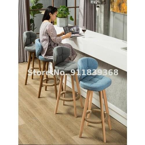 Rotating Retro Solid Wood Bar Chair Nordic Modern Simple High Stool Fashion Personality Bar Stool Front Desk Chair
