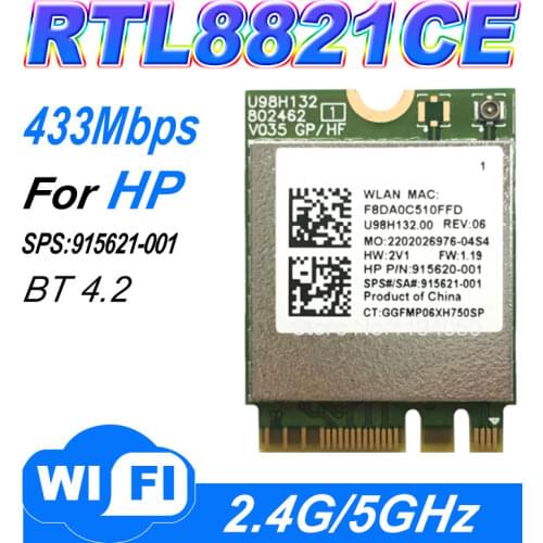 WDXUN original RTL8821CE AC wireless network card 433M+4.2 Bluetooth 915621-001 915620-001