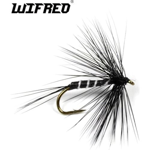 Wifreo 10PCS #10 Black Zebra Mosquito Fly Trout Fishing Dry Flies Fly Fishing Bait Lures