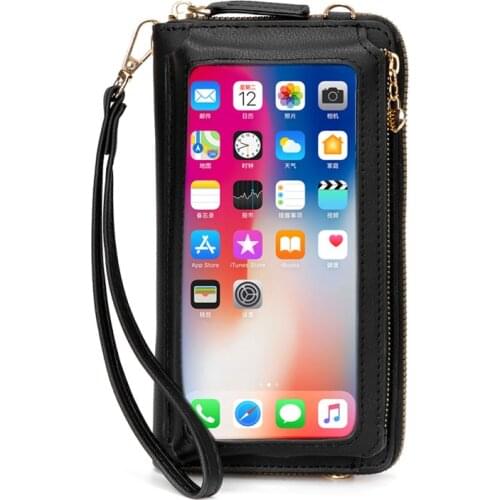 Women Touch Screen Wristlet Handbag, RFID Protection Small Wallet Purse Crossbody Phone Bag