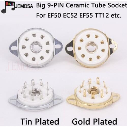 1PC 9Pin Ceramic Tube Socket Big 9Pin tube tocket GZC9-L For EFF51 QE04 EF55 EF50 EC52 TT12 Audio Vacuum Tube Amplifier DIY