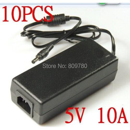 High quality 10PCS DC 5V 10A LED Power Supply For WS2812B WS2811 LPD8806 WS2801 LED Strip Light +DHL Shipping