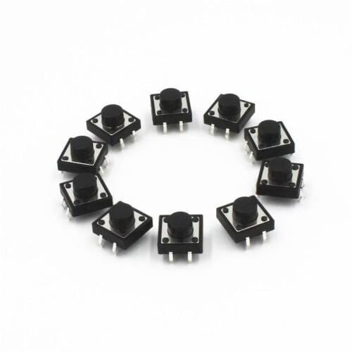 100pcs 4-pin DIP Tactile Push Button Switch Tact Switch 12X12X10mm NEW