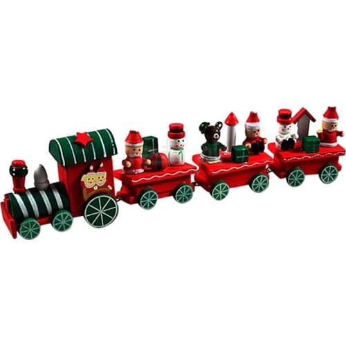 180 pcs New Arrive 4 Pieces Wood Christmas Xmas Train Decoration Decor Gift Indoor Christmas Decoration Rosonse