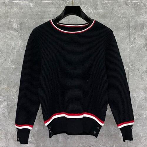 2021 Fashion Brand Sweaters Men Loose O-Neck Pullovers Clothing Short Wool Striped Autumn Winter Casual Coat