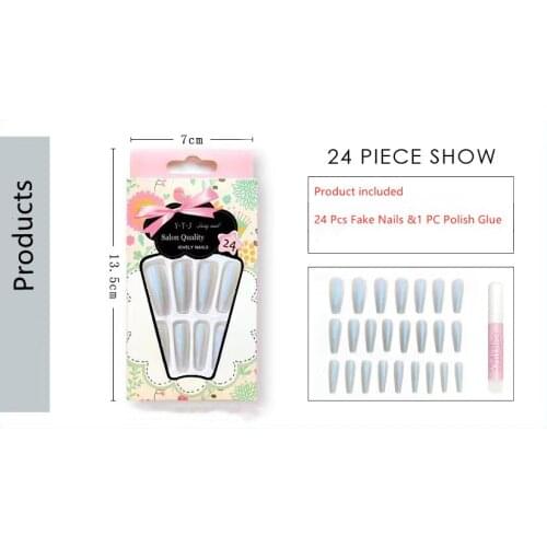 24 Pcs Fake Nails Extension Ballet Nail Tips Press On Nails full cover Fingernails Fancy Sculpted Nails