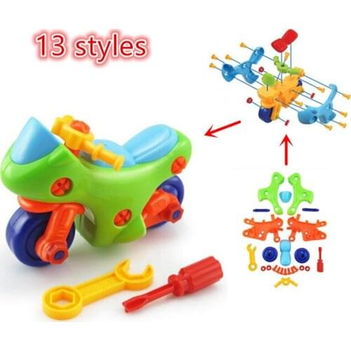 3D Plastic DIY Removable Combination Assembly Motorcycle Plane Car Construction set Toys For Children Model Kits Education Toys