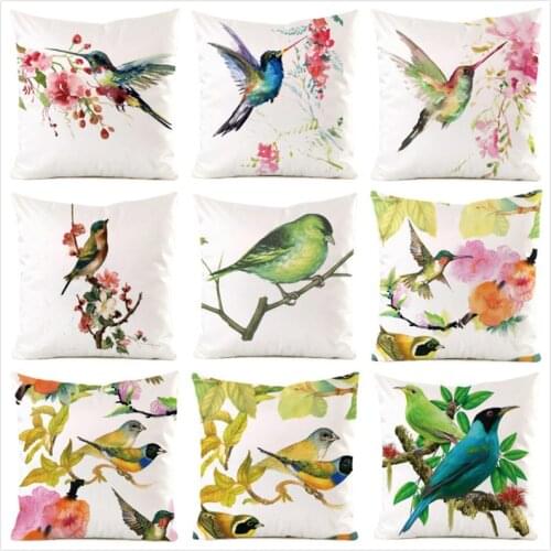 45cm*45cm **Birds** Inimitated Silk Fabric Throw Pillow Covers Couch Cushion Cover Home Decorative Pillows Pillow Case