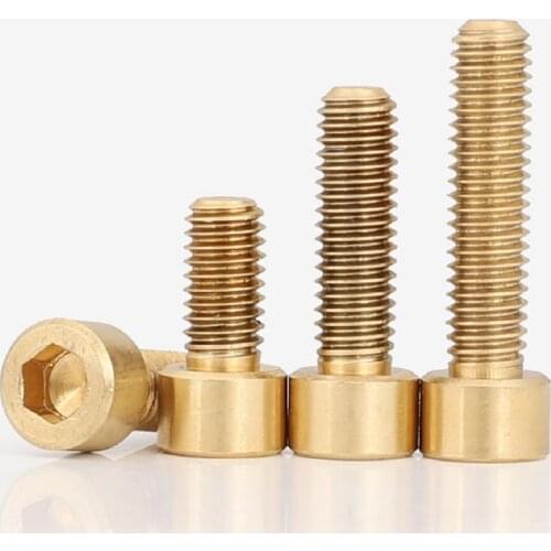 50/20/10/5PCS M2 M2.5 M3 M4 M5 M6 M8 GB70.1 DIN912 Pure Brass Hexagon Socket Screws Bolt
