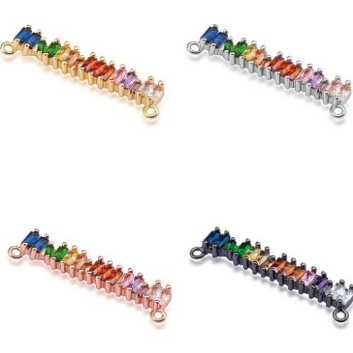 6*32mm S multicolor crystal micro pave cz zircon cubic zirconia beads DIY necklace charm bracelet connectors making tyh354