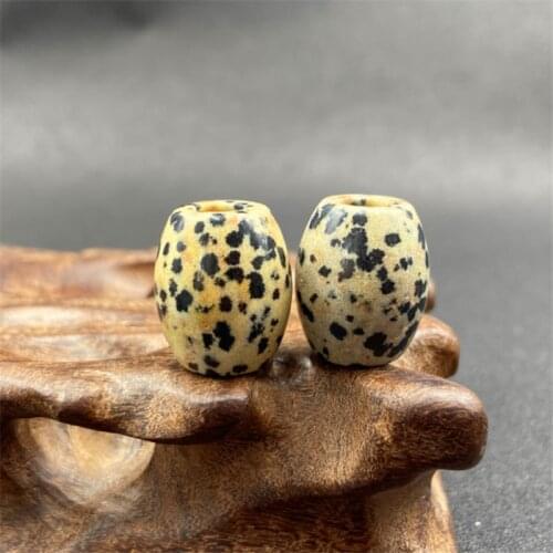6Pcs 19x16mm Natural Brown&Black Dalmation Jasper Barrel Large Hole Beads For DIY Jewelry Necklace Bracelet Making Accessories
