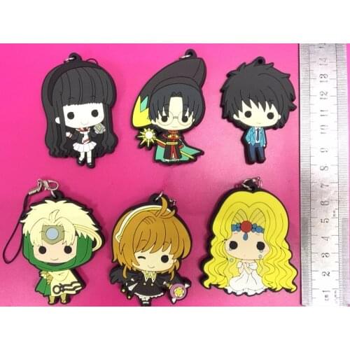 6pcs/lot Magic Knight Rayearth Original Japanese anime figure rubber mobile phone charms/keychain/strapG435-6pcs