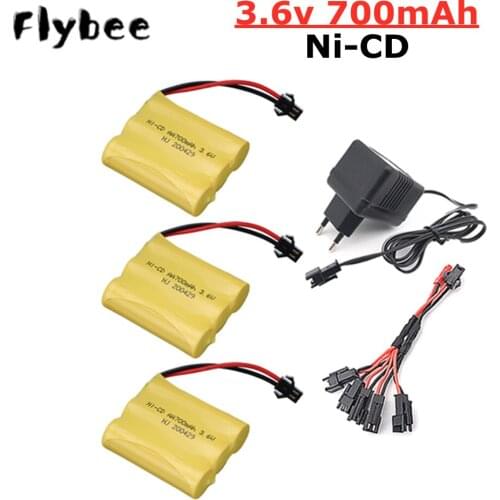 3.6v 700mah NiCD Battery For RC Toy Car GUN TANK Trucks Trains Boats RC Toys Model Battery 3.6V Battery Pack SM Plug