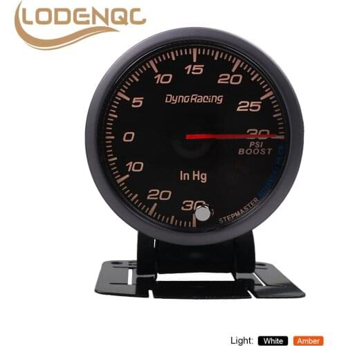 Lodenqc Car Meter 60MM Black Face Turbo Boost Gauge Amber/White LED 30~30 Psi Boost Gauge With Peak Function Car Meter