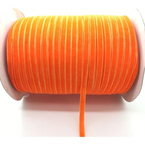 Free Shipping 5 yds 1/4 "(6mm)Wide Orange-Red Velvet Ribbon Vintage Headband Clips Bow Decoration #6mRS04