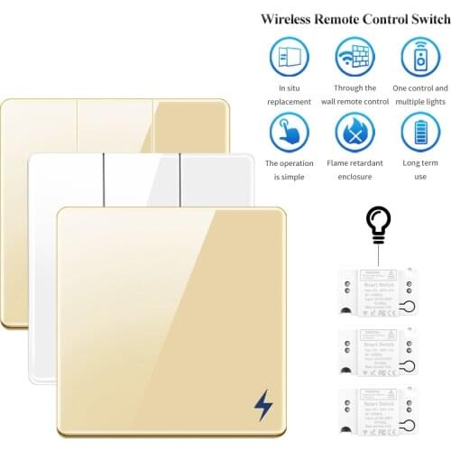 433Mhz Wireless Wall Switch 86 Wall Panel Remote Control Transmitter Safety Switch and AC110-220V Relay Interruptor Lamp Control