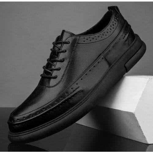 Designer Sneakers For Men Black White Youth Fashion Mens Shoes Comfortable Leather Shoes Anti-Slip Flats Casual Shoes Man